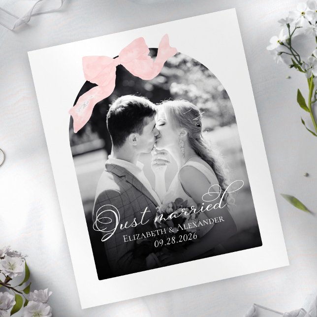 Gerade verheiratete Hochzeitskarten | Pink Bow (Von Creator hochgeladen)