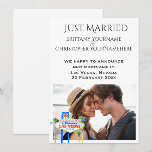 Gerade verheiratete Las- VegasFoto-Mitteilung Einladung