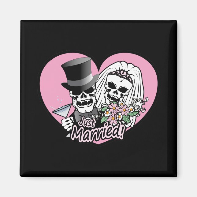 Gerade verheiratete Schädel Magnet (Vorne)