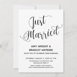Gerade verheiratete Typografie Nach-Hochzeitsempfa Einladung