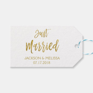 Gerade verheiratete Weiß-u. Geschenkanhänger