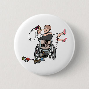 Gerade verheirateter Rollstuhl Button