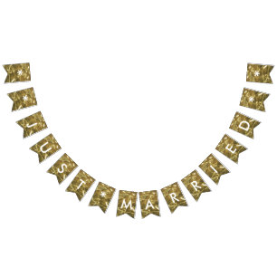 Gerade verheiratetes Goldweißes Wimpelkette