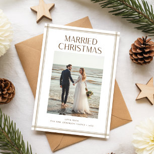 Gerade verheiratetes Paar Strand Foto Weihnachten