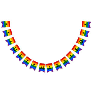 Gerade verheiratetes Stolz-Hochzeits-Party der Wimpelkette