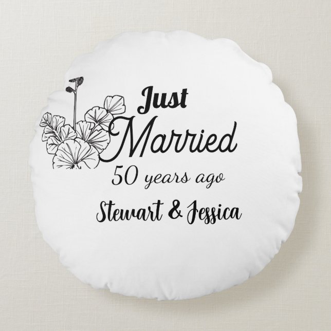 Gerade vor 50 Jahren geheiratet Hochzeitstag  Rundes Kissen (Vorderseite)