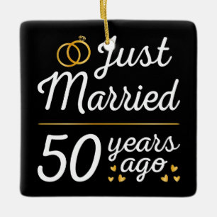Gerade vor 50 Jahren verheiratet II Keramikornament