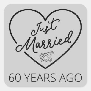Gerade vor 60 Jahren verheiratet III Quadratischer Aufkleber