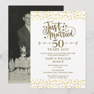 Gerade zum 50. Hochzeitstag verheiratet Foto Einladung