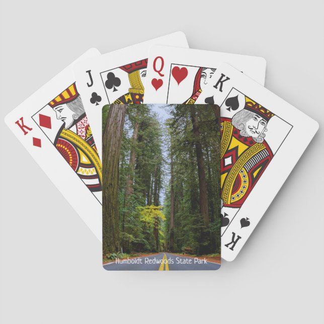 Geradeaus durch den misty Redwood Forest Spielkarten (Rückseite)