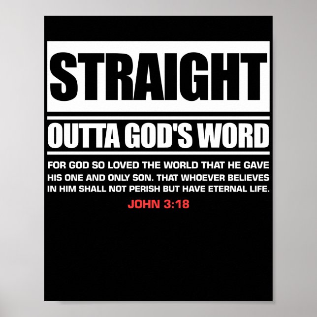 Geradeaus Gods Word John 3 16 Jesus Christlich Poster (Vorne)