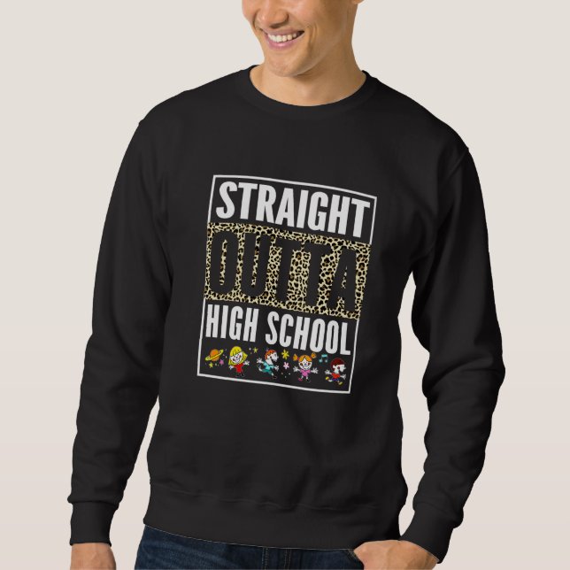 Geradeaus Outta High School Cool Grad Leopard Grad Sweatshirt (Vorderseite)
