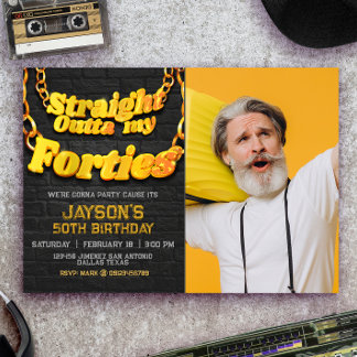 Geradeaus über meine Vierzigerjahre mit Foto Einladung