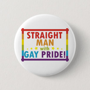 Gerader Mann mit Gay Pride Button
