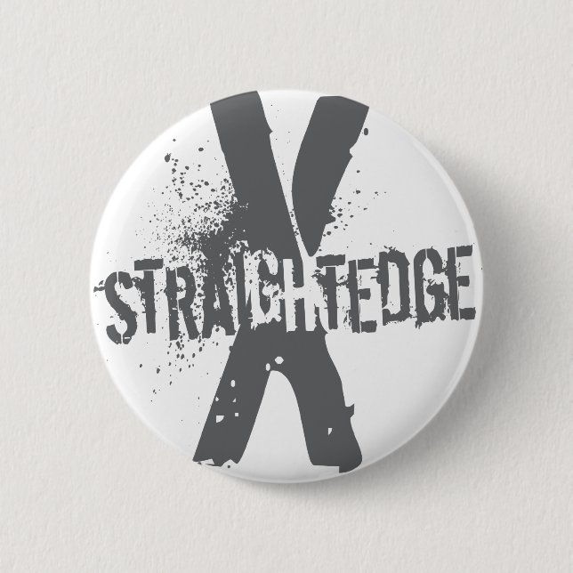 Gerader Rand X dunkelgrau Button (Vorderseite)