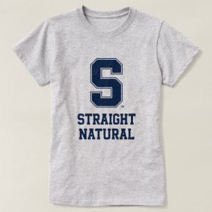 Gerades Naturhaar College-Letter-Grafik-T-Shirt T-Shirt