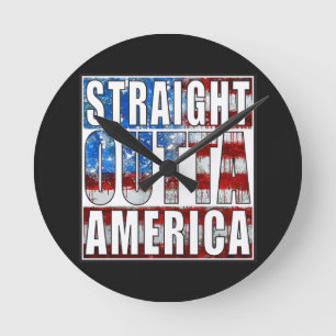 gerades outta America.jpg Runde Wanduhr