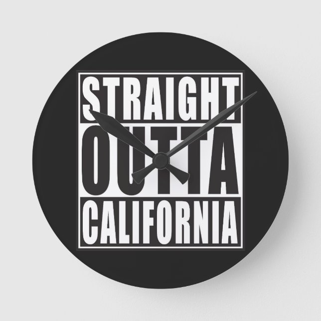 Gerades Outta Kalifornien Runde Wanduhr (Vorderseite)