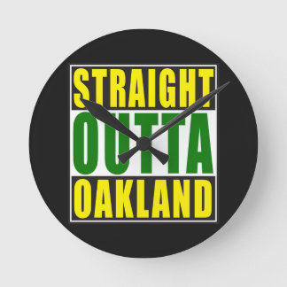Gerades Outta Oakland Grün Runde Wanduhr
