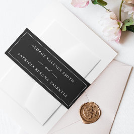 Gerahmt | Calligraphy Elegant Tuxedo Black Wedding Einladungsbanderole