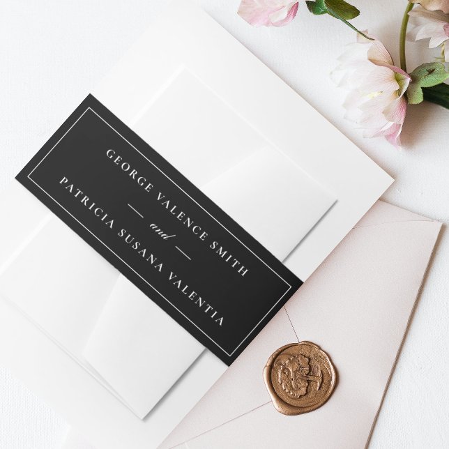 Gerahmt | Calligraphy Elegant Tuxedo Black Wedding Einladungsbanderole (Von Creator hochgeladen)