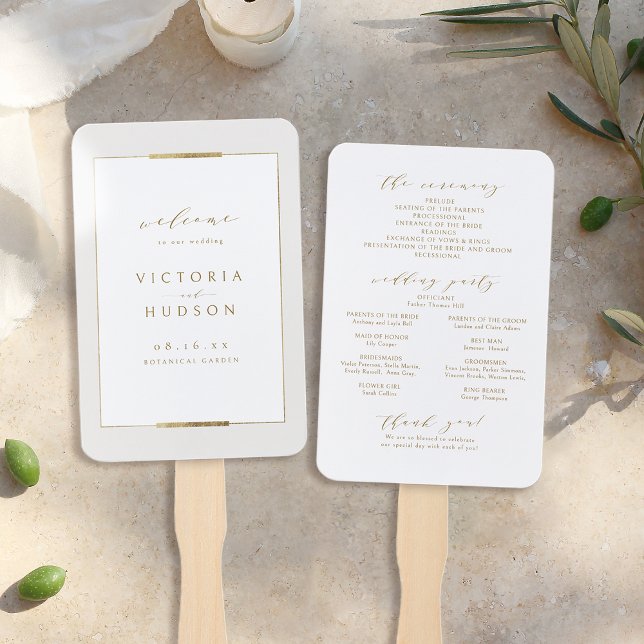 Gerahmt Elegance Einfaches Hochzeitsprogramm Fächer (Framed Elegance Simple Modern Wedding program Hand Fan)