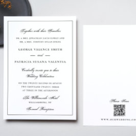Gerahmt | Kalligraphie Elegant White QR Code Weddi Einladung