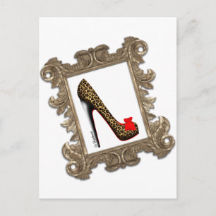 Gerahmt Leopard Stiletto Pump Postkarte