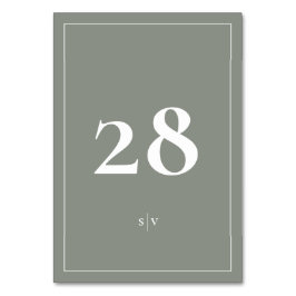 Gerahmt | Monogram Elegant Green White Wedding Tischnummer