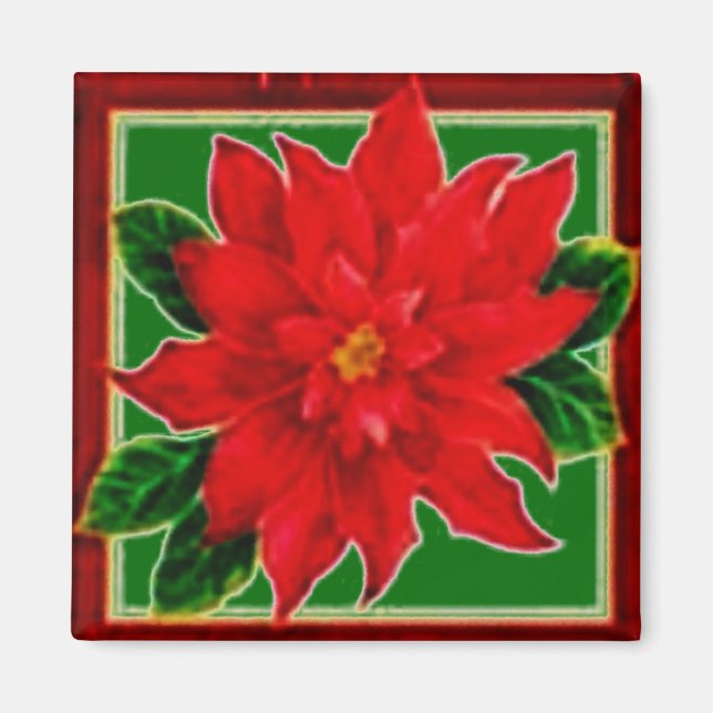 Gerahmt Poinsettia Magnet (Vorne)
