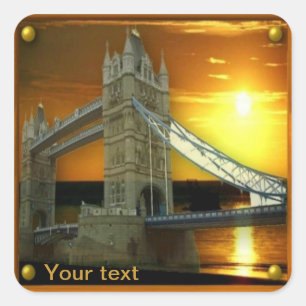 Gerahmt Tower Bridge Sunshine Quadratischer Aufkleber