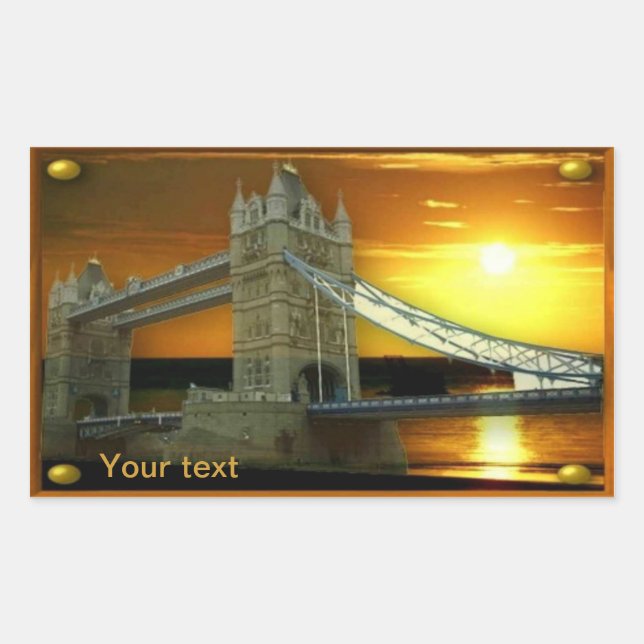 Gerahmt Tower Bridge Sunshine Rechteckiger Aufkleber (Vorderseite)