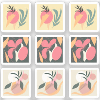 Gerahmt Zeichnend abstrakte Pflanze Aufkleber