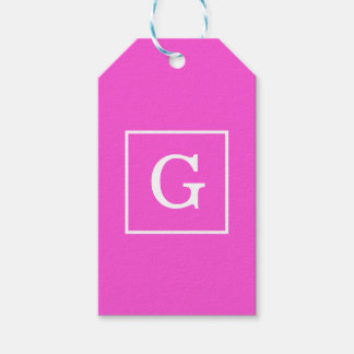 Gerahmte Anfängermonogramm, rosafarben Geschenkanhänger