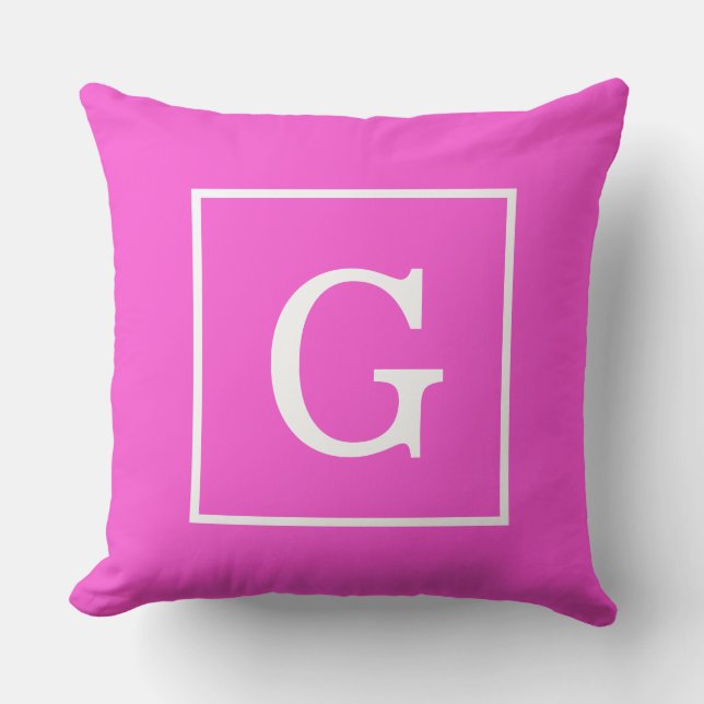 Gerahmte Anfängermonogramm, rosafarben Kissen (Vorderseite)