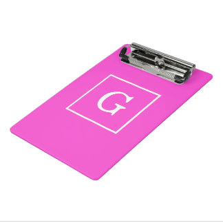 Gerahmte Anfängermonogramm, rosafarben Mini Klemmbrett