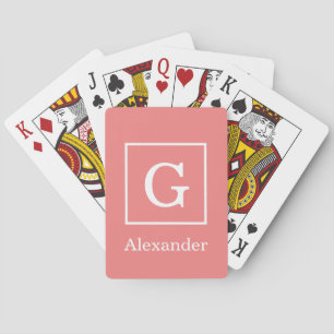 Gerahmte Anfangsmonogramm für leichte Korallen Spielkarten