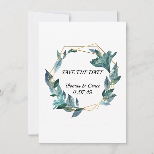 Gerahmte Blätter Hochzeit mit schöner Wasserfarbe Einladung (Vorderseite)