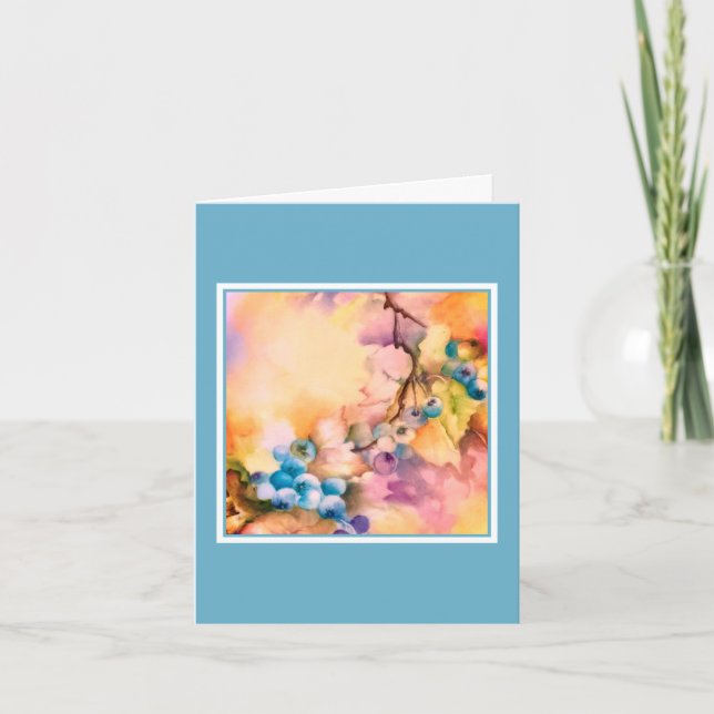 Gerahmte Blueberry Botanical Card — Pastell Orch (Vorderseite)