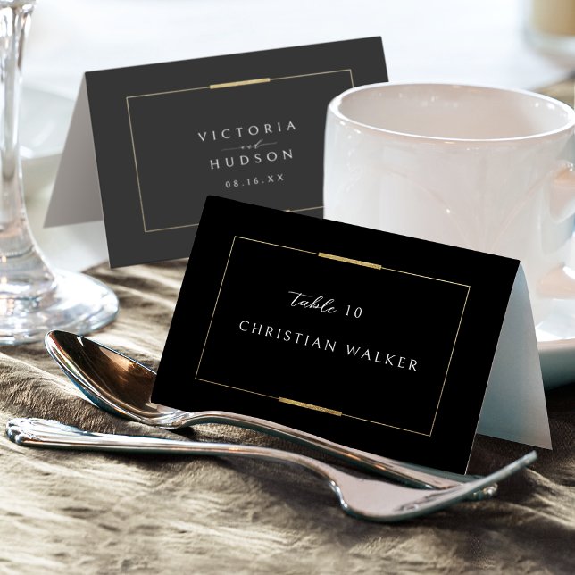 Gerahmte Elegance Black Simple Foldable Platzkarte Tischnummer (Framed Elegance Black Simple Foldable Place Card)