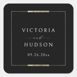 Gerahmte Elegance Black Simple Modern Wedding Quadratischer Aufkleber