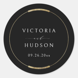 Gerahmte Elegance Black Simple Modern Wedding Runder Aufkleber