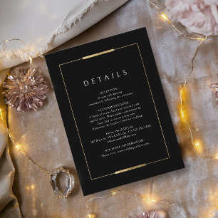 Gerahmte Elegance Schwarze Einfache Hochzeiten Det Begleitkarte