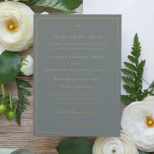 Gerahmte Elegant Monogram Sage Green Wedding Folieneinladung