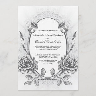Gerahmte elegante Vintage Rose Hochzeit Einladung