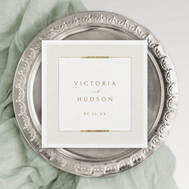 Gerahmte Eleganz Einfache Moderne Hochzeit Serviette (Framed Elegance Simple Modern Classy Wedding Napkins)