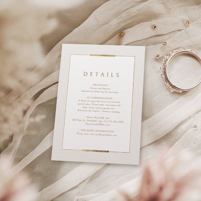 Gerahmte Eleganz Einfache moderne Hochzeitsdetails Begleitkarte (Framed Elegance Simple Modern Wedding Details Enclosure Card)