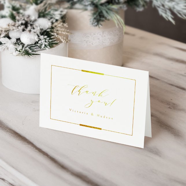 Gerahmte Eleganz Gold Einfache Moderne Hochzeit Folienkarte (Framed Elegance Gold Simple Modern Classy Wedding Foil Card)