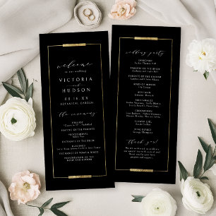 Gerahmte Eleganz Schwarz Moderne Hochzeit Programm