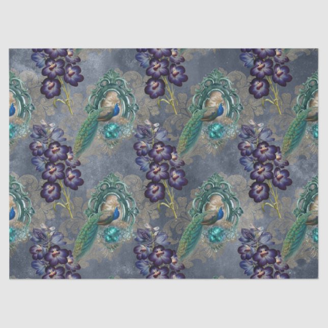 Gerahmte Friedhöfe und violette Blumen - Deko Seidenpapier (Vorderseite)